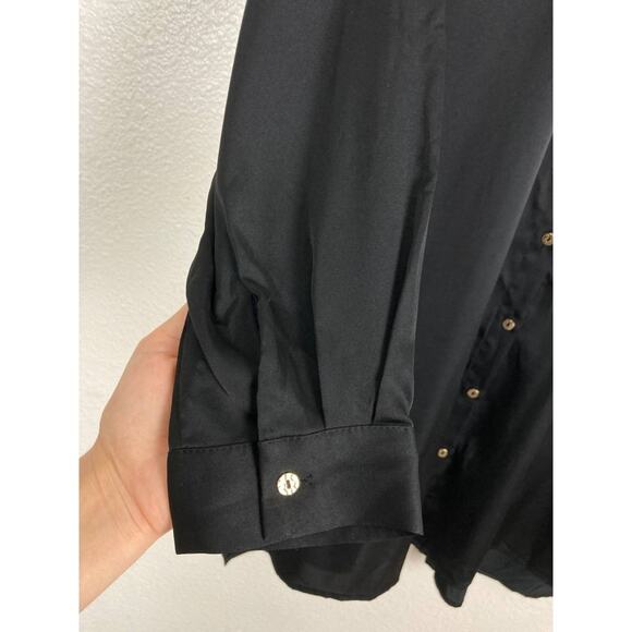 Black Tape Dress Tunic Shirt Black Button Front Long Sleeve Extra Large XL 16 - Picture 9 of 15